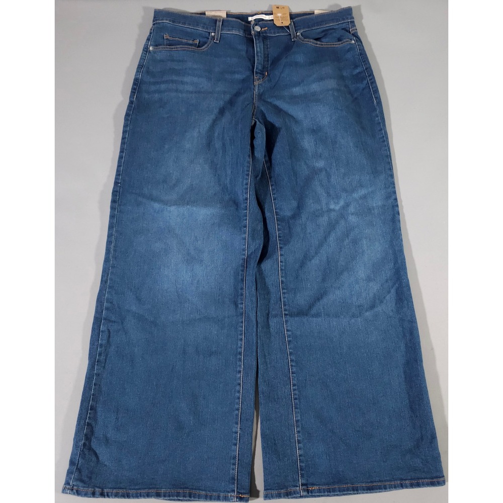 Levi's 318 Shaping Wide Leg Jeans Women 18W Blue Stretch Denim High Rise